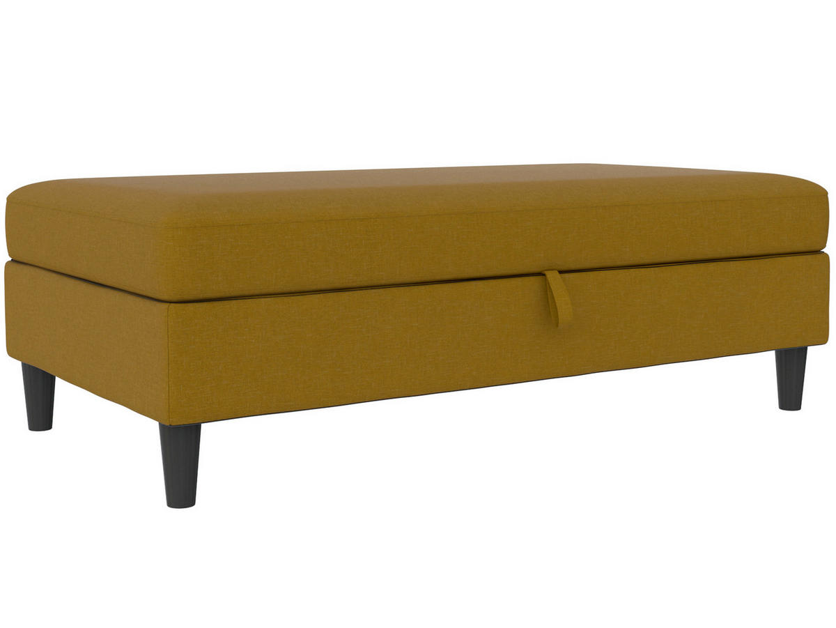 HOCKER HANNOVER Webstoff, Leinenoptik Currygelb  - Currygelb/Schwarz, Basics, Kunststoff/Textil (130/43/69cm) - Livetastic