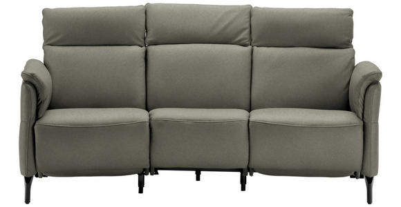 TRAPEZSOFA  in Echtleder Grau  - Schwarz/Grau, KONVENTIONELL, Leder/Metall (221/103/95cm) - Dieter Knoll