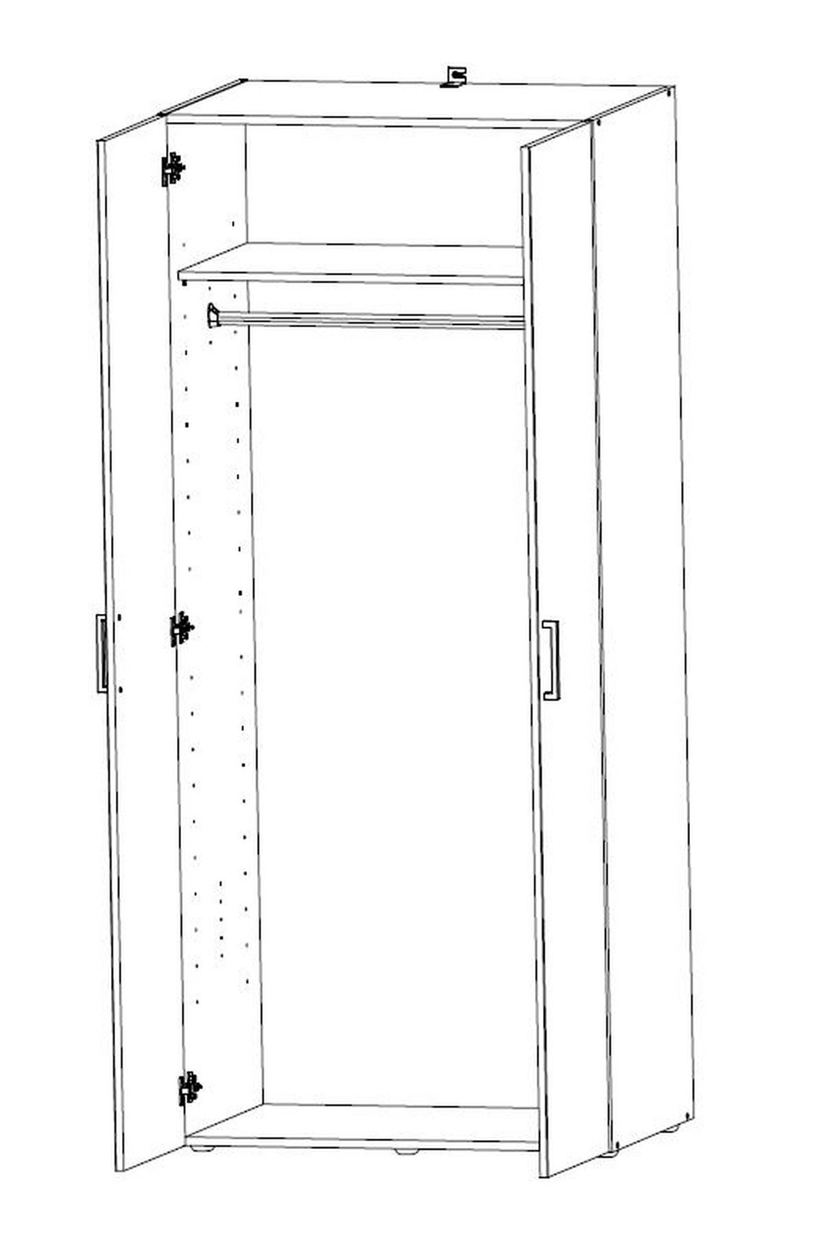SCHRANK 80/185/54 cm  - Chromfarben/Weiß, KONVENTIONELL, Holzwerkstoff/Kunststoff (80/185/54cm) - Xora
