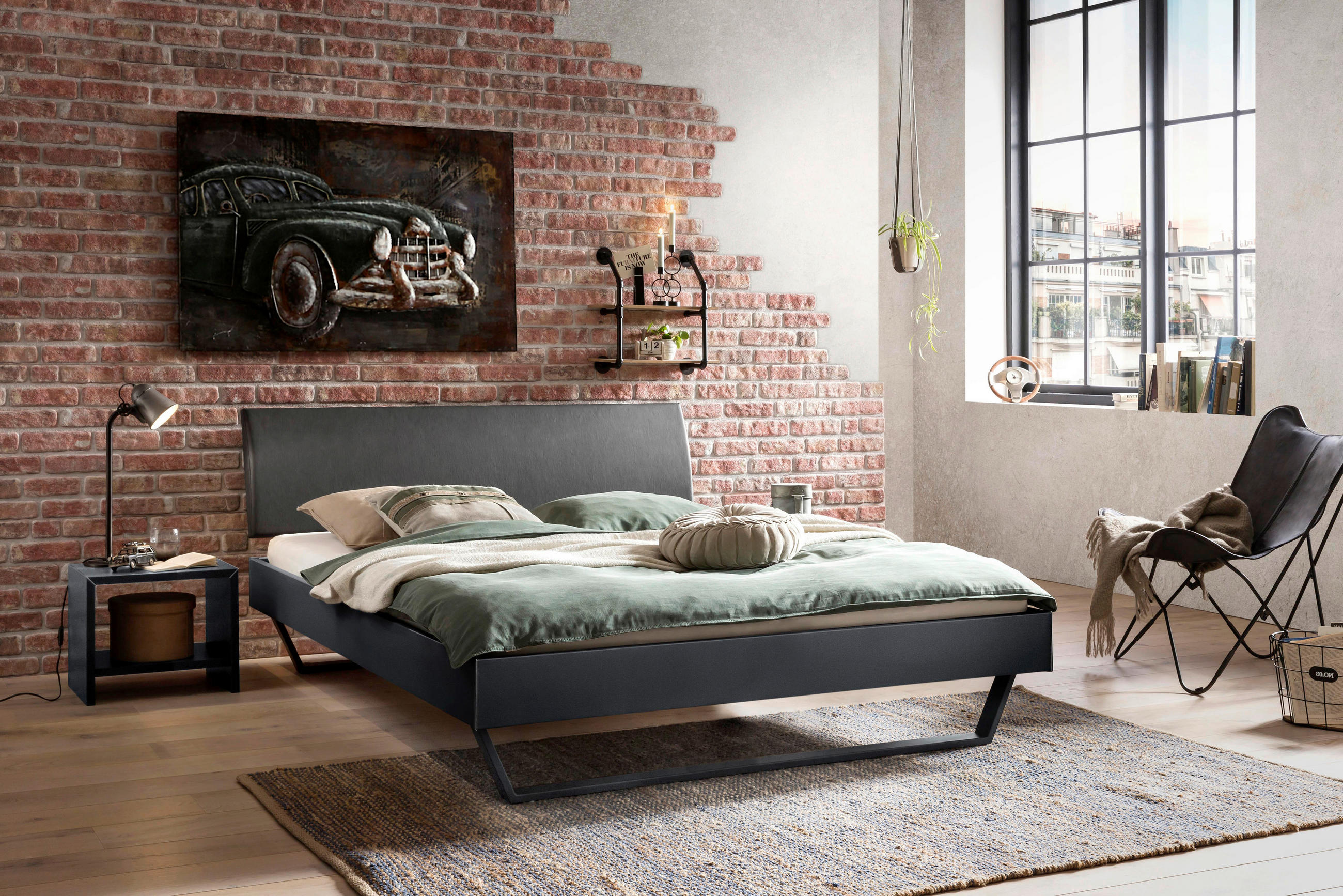 BETT 140/200 cm  in Anthrazit  - Anthrazit, Design, Metall (140/200cm) - Hasena