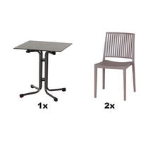GARTENGARNITUR 3-teilig  - Taupe/Anthrazit, Basics, Kunststoff/Metall (65/80/65cm) - Siena Garden