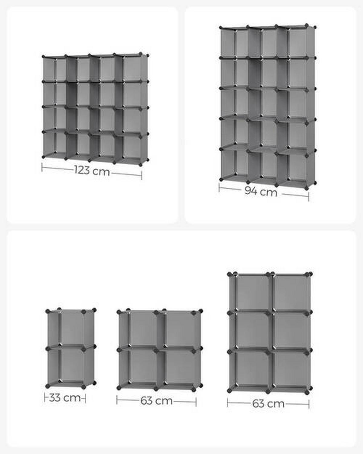 KOMBINÁCIA REGÁLOV, sivá, železo, 153/153/31 cm - čierna/sivá, Basics, kov/plast (153/153/31cm) - Boxxx