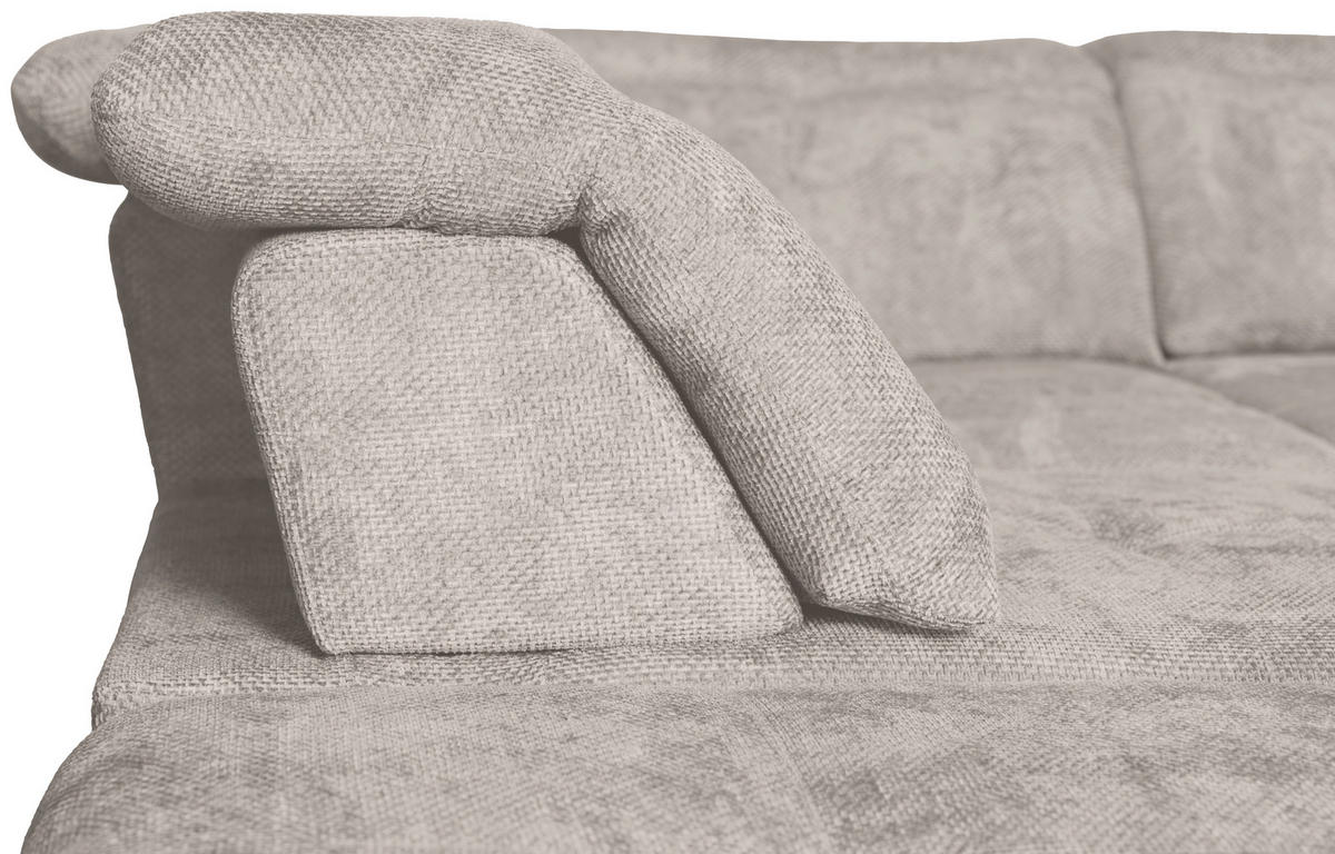 WOHNLANDSCHAFT in Struktur Creme  - Creme/Schwarz, KONVENTIONELL, Textil/Metall (253/357/188cm) - Carryhome
