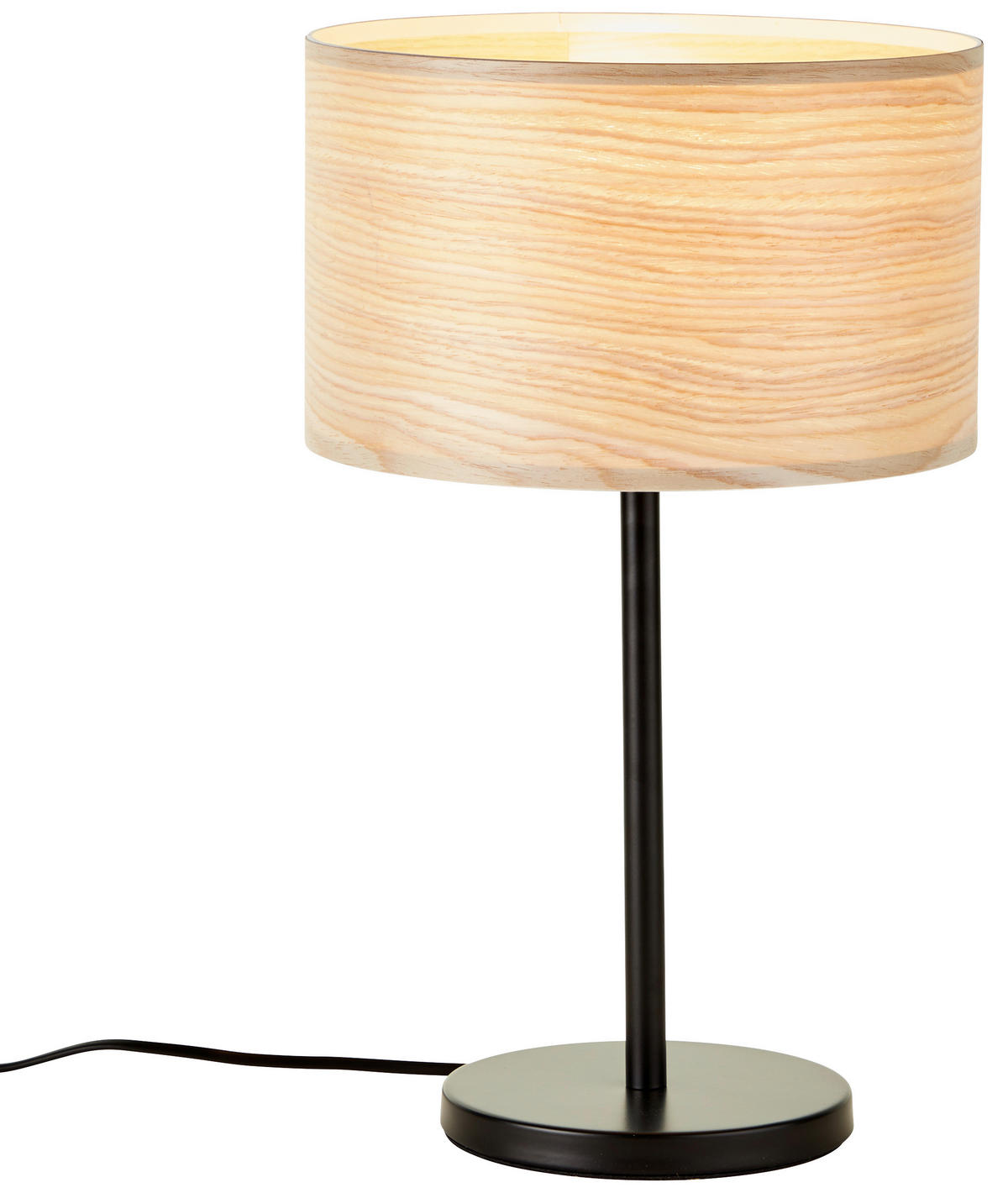 TISCHLEUCHTE 25/42 cm   - Hellbraun/Schwarz, Basics, Holz/Metall (25/42cm) - Brilliant