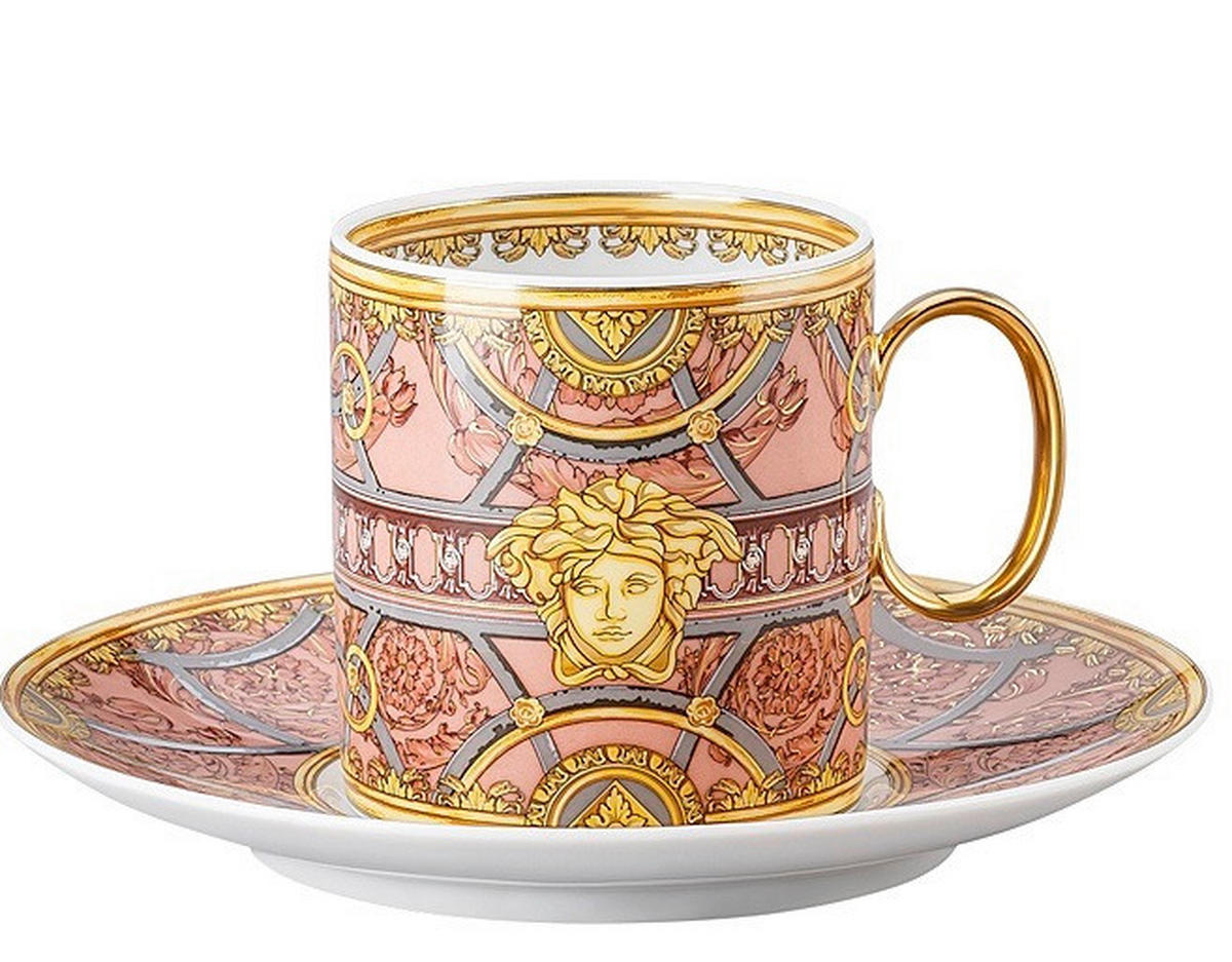 SKODELICA ZA KAVO S KROŽNIKOM  LA SCALA DEL PALAZZO ROSA       - večbarvno, Basics, keramika - Versace
