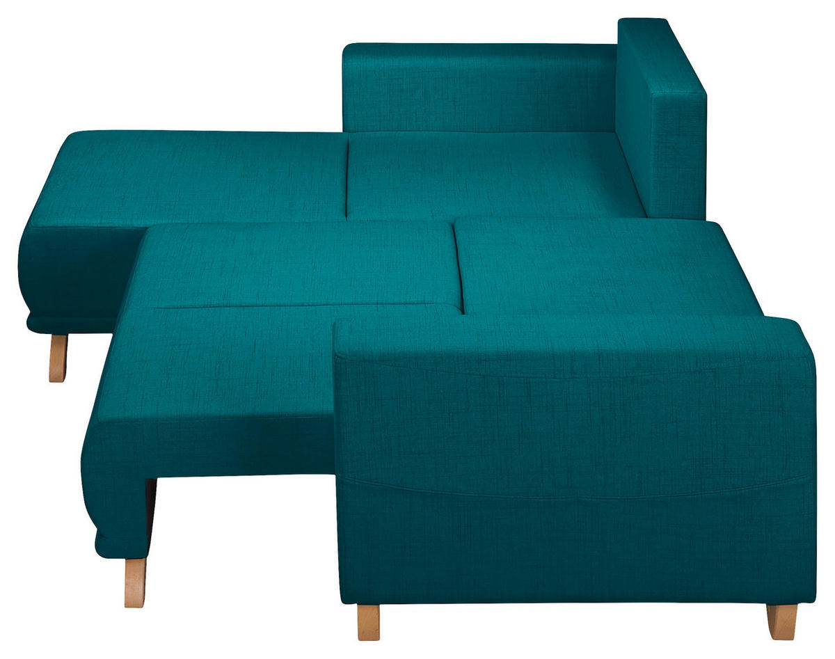 ECKSOFA in Textilgeflecht Petrol  - Wengefarben/Petrol, Design, Holz/Textil (257/174cm) - Livetastic
