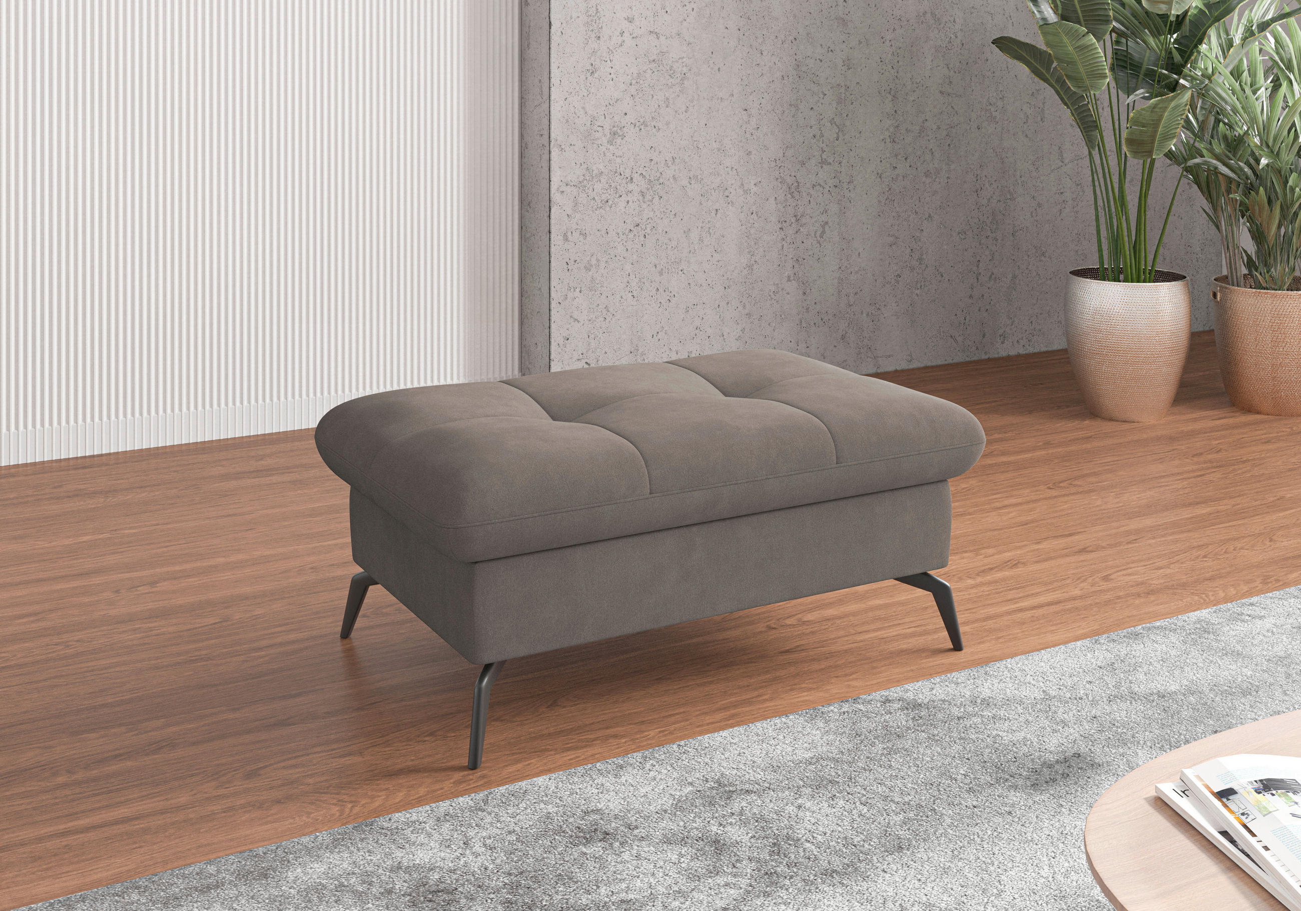HOCKER in Textil Schlammfarben  - Schlammfarben/Schwarz, KONVENTIONELL, Textil/Metall (102/47/69cm) - Sit & More