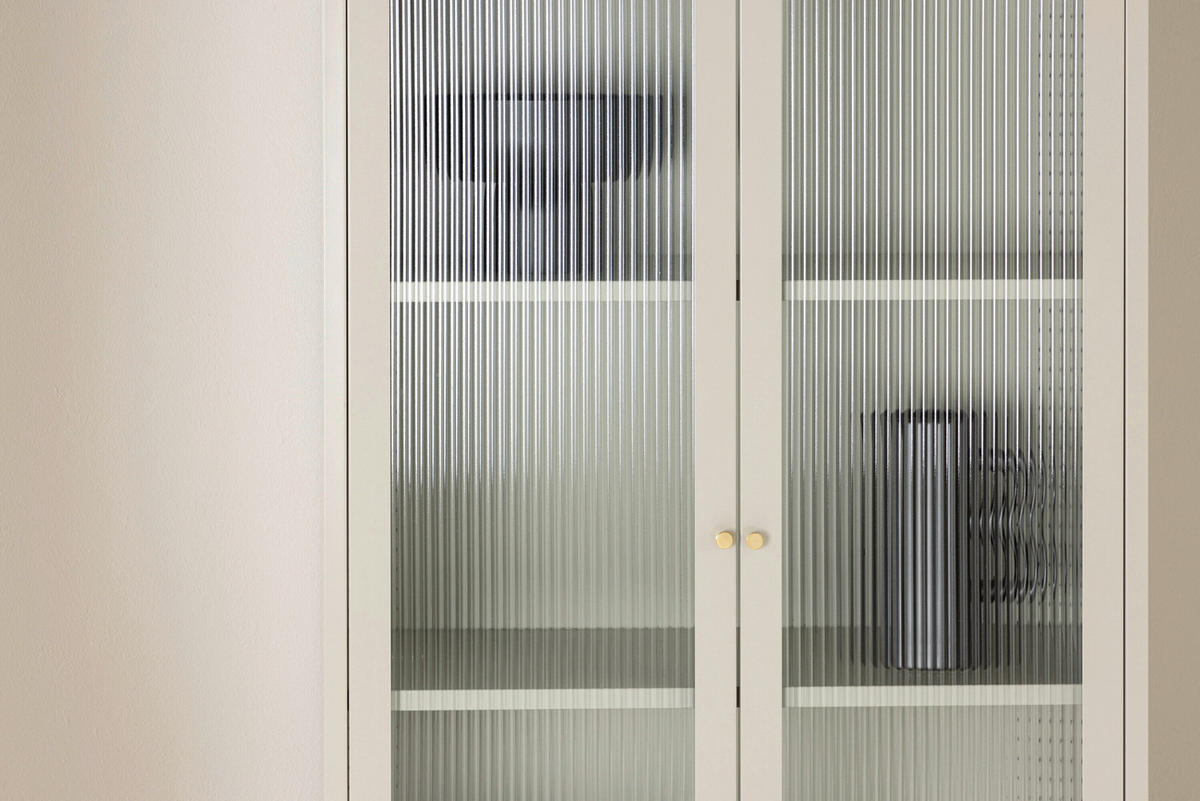 VITRINE  in Beige  - Beige, MODERN, Glas/Metall (80/180/35cm) - Livetastic