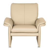 SESSEL in Echtleder Beige  - Beige/Silberfarben, Design, Leder/Metall (93/90/88cm) - Livetastic