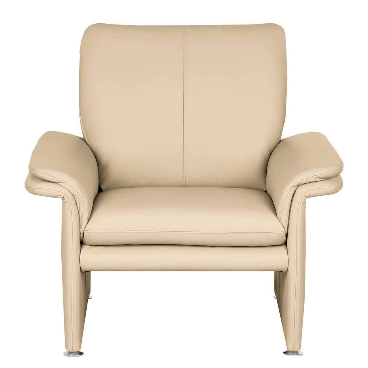 SESSEL in Echtleder Beige  - Beige/Silberfarben, Design, Leder/Metall (93/90/88cm) - Livetastic