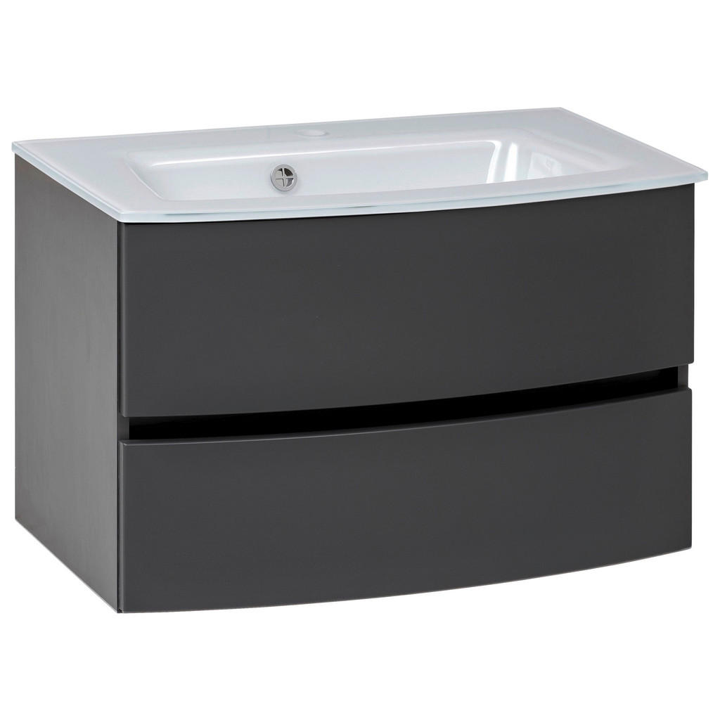 Waschbecken Mit Unterschrank Kopenhagen B: 80 Cm Grau/weiß