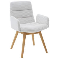 ARMLEHNSTUHL  Lederauswahl, Stoffauswahl Cord  Creme  - Creme/Naturfarben, Design, Holz/Textil (61/88/66cm) - Dieter Knoll