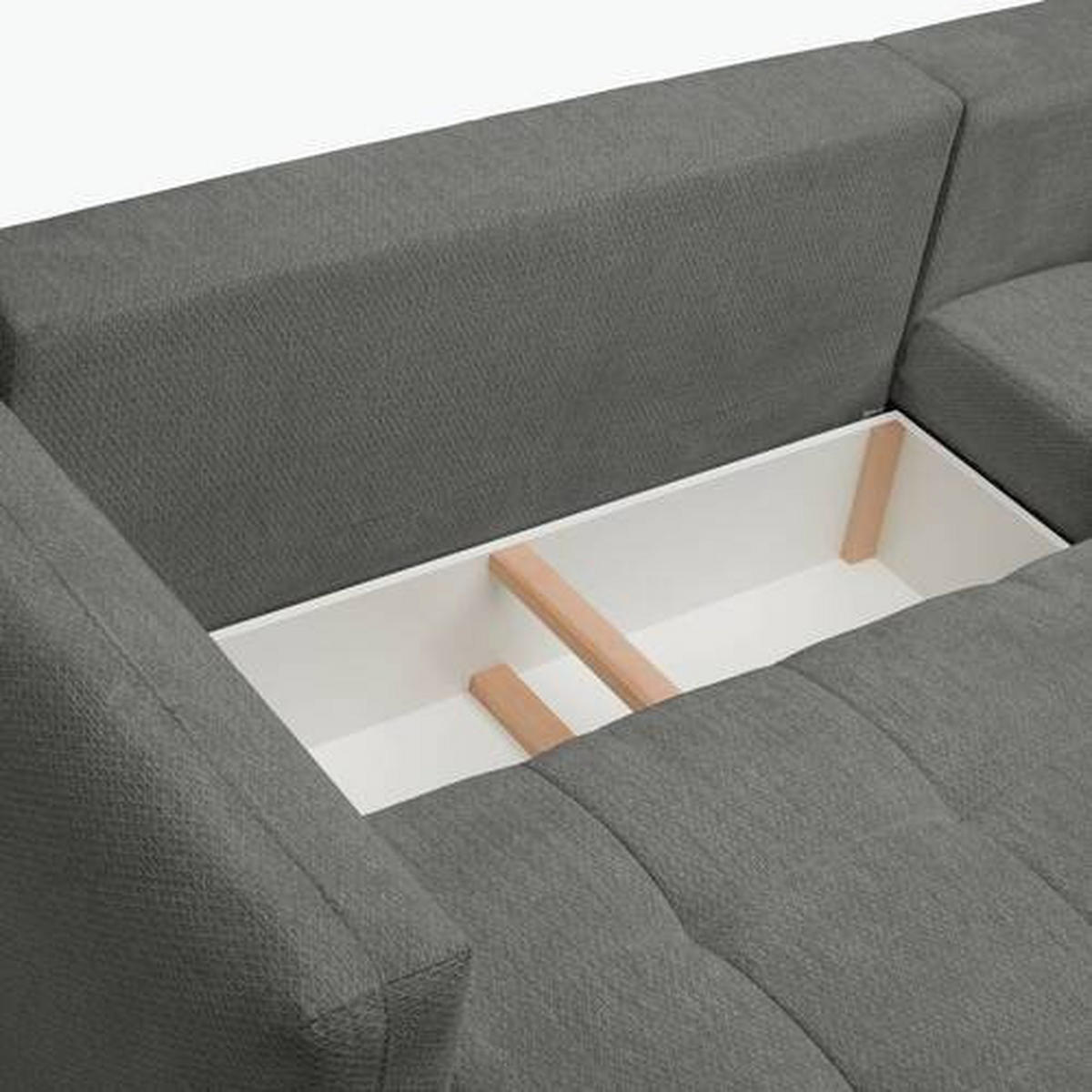 ECKSOFA in Chenille Dunkelgrau  - Dunkelgrau/Schwarz, Modern, Kunststoff/Textil (276/172cm) - Hom`in