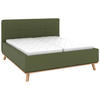 POLSTERBETT 160/200 cm,  in Dunkelgrün, Matratze, Lattenrost, Bettkasten, H2 + H3 = mittel + fest  - Dunkelgrün/Eichefarben, Design, Holz/Textil (160/200cm) - Musterring