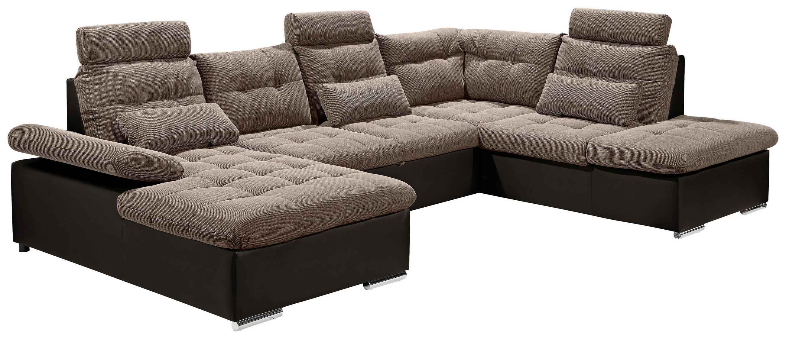 WOHNLANDSCHAFT Dunkelbraun, Hellbraun Webstoff  - Hellbraun/Dunkelbraun, MODERN, Textil (170/324/218cm) - MID.YOU