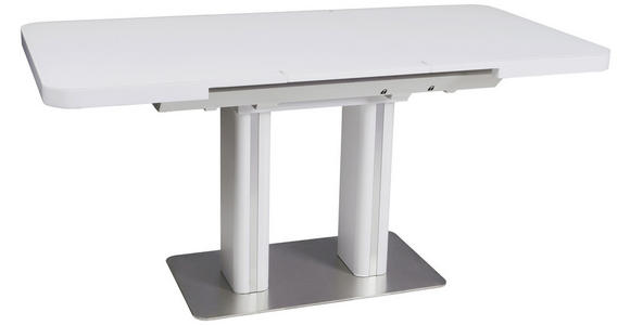 ESSTISCH in Metall, Glas, Holzwerkstoff 120-160/80/76 cm - Edelstahlfarben/Weiß, Design, Glas/Holzwerkstoff (120-160/80/76cm) - Hom`in