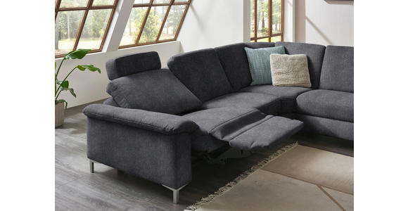 WOHNLANDSCHAFT in Chenille Dunkelgrau  - Dunkelgrau/Alufarben, Design, Textil/Metall (265/333/170cm) - Dieter Knoll
