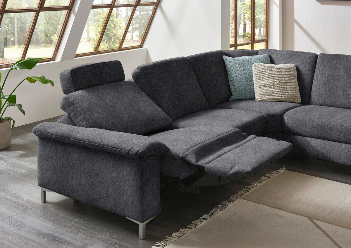 WOHNLANDSCHAFT in Chenille Dunkelgrau  - Dunkelgrau/Alufarben, Design, Textil/Metall (265/333/170cm) - Dieter Knoll
