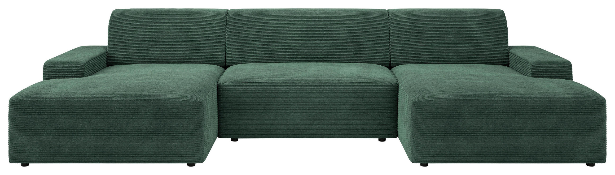 WOHNLANDSCHAFT in Cord Dunkelgrün - Dunkelgrün/Schwarz, Modern, Kunststoff/Textil (162/329/162cm) - Trendmanufaktur