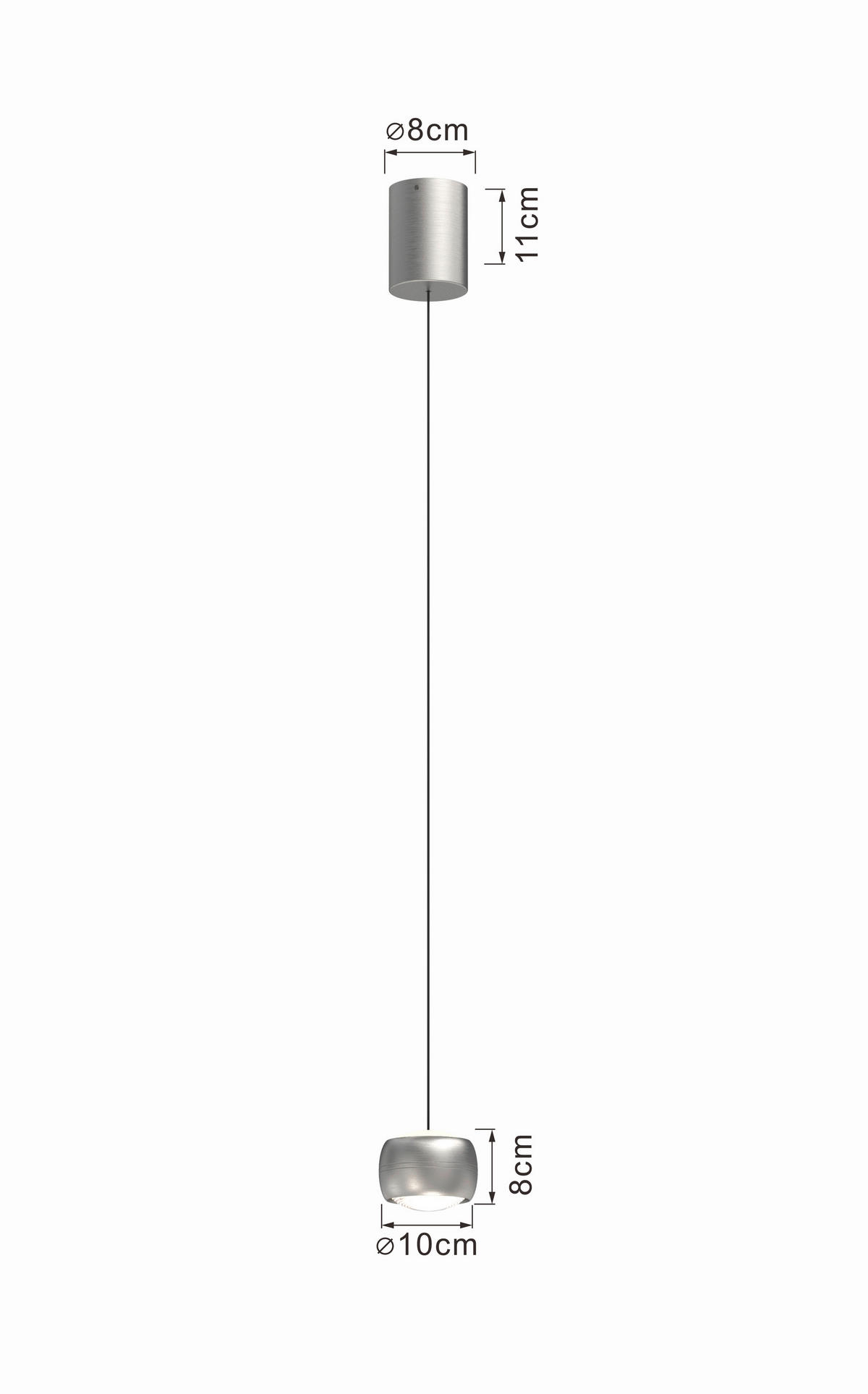 LED-HÄNGELEUCHTE 10/180/10 cm  - Nickelfarben, Design, Metall (10/180/10cm)