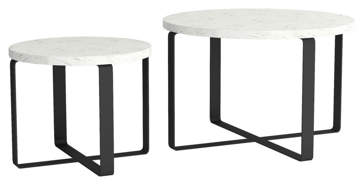 SOFFBORD SET i trämaterial, metall 60/41/60/41/39/34 cm  - vit/svart, Design, metall/trämaterial (60/41/60/41/39/34cm) - Stylife