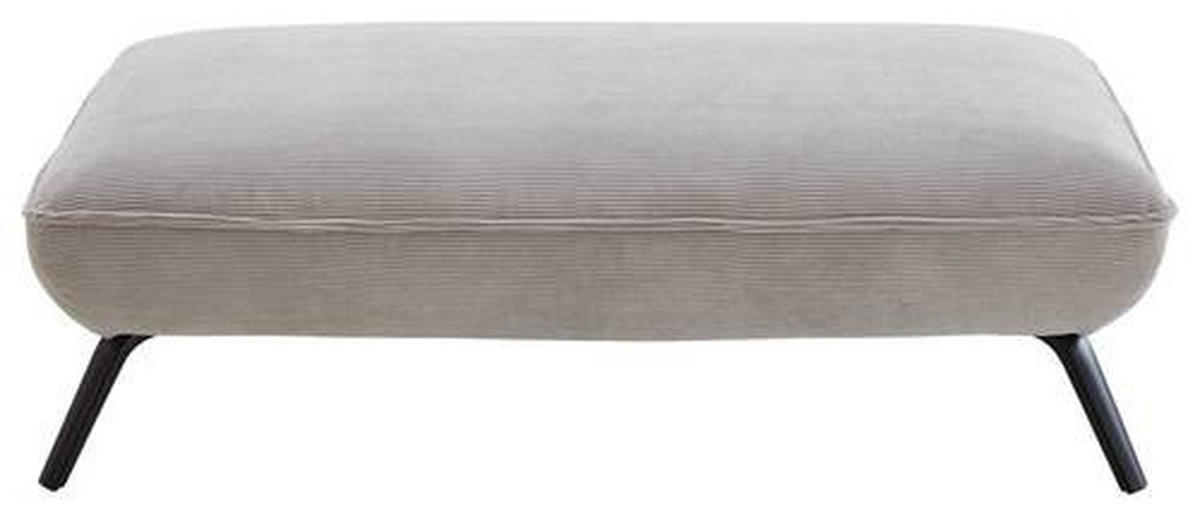 HOCKER in Textil Hellgrau  - Hellgrau/Schwarz, Design, Textil/Metall (142/43/80cm) - Moderano