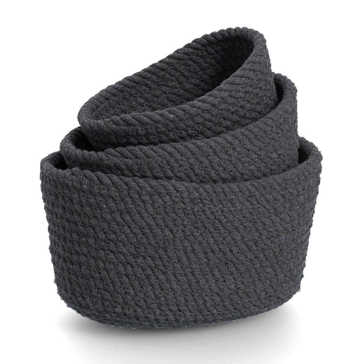 KORBSET - Dunkelgrau, Basics, Textil (24/17/13cm)