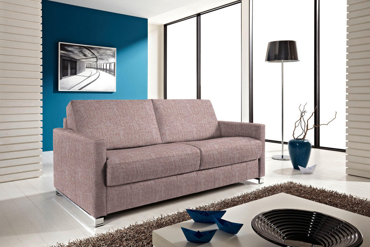 SCHLAFSOFA in Flachgewebe Rosa  - Chromfarben/Rosa, Design, Textil/Metall (185/84/100cm) - Bali