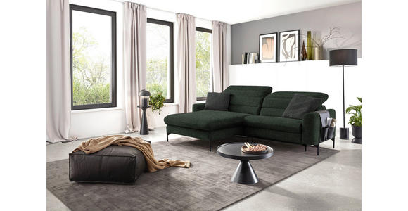 ECKSOFA in Flachgewebe Waldgrün 191/252 cm - Waldgrün/Schwarz, Design, Textil/Metall (191/252cm) - Dieter Knoll