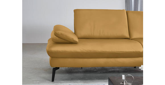 ECKSOFA in Echtleder Gelb 325/157 cm - Gelb/Schwarz, Design, Leder/Metall (325/157cm) - Dieter Knoll