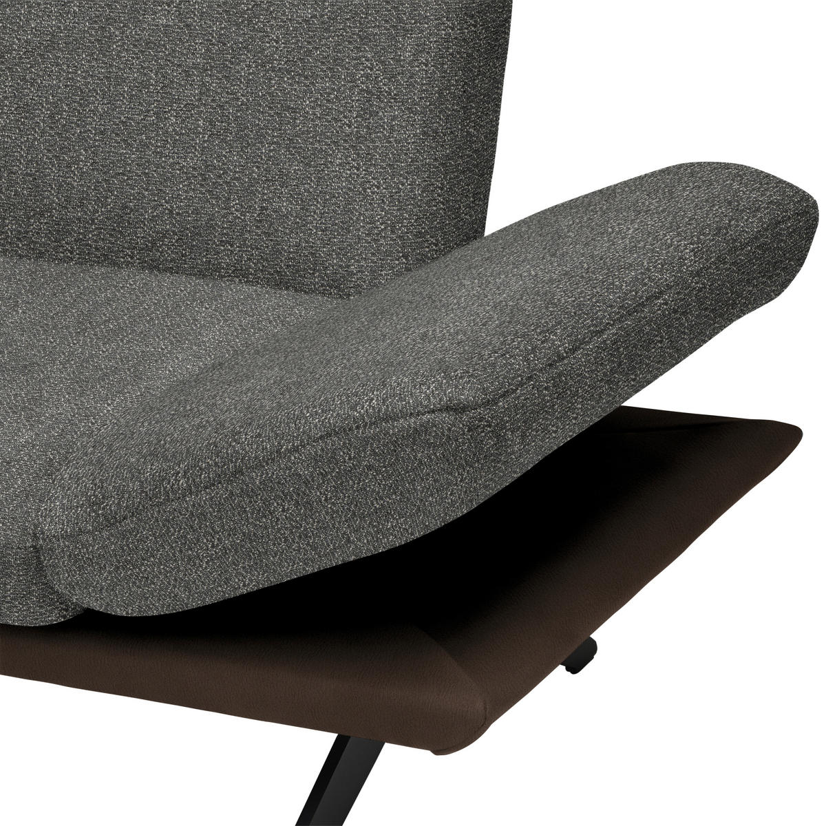 ECKSOFA Chenille, Flachgewebe Braun, Graubraun  - Graubraun/Schwarz, Design, Textil/Metall (239/270cm) - Koinor