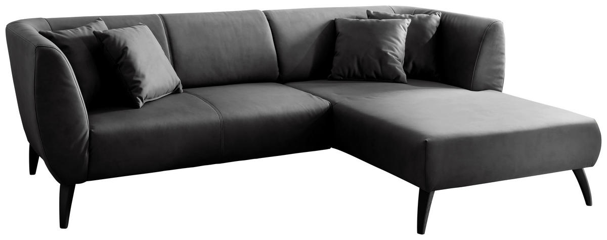 ECKSOFA in Lederlook Schwarz  - Schwarz, Modern, Holz/Textil (264/160cm) - Livetastic