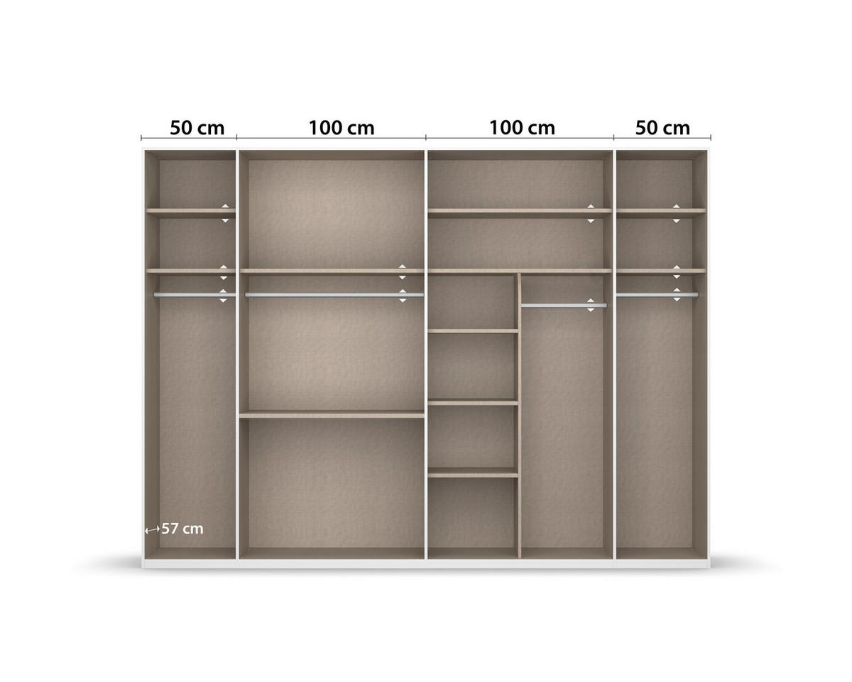 DREHTÜRENSCHRANK 301/223/60 cm,  in Schwarz, 6-türig  - Chromfarben/Schwarz, Design, Glas/Holzwerkstoff (301/223/60cm) - home24