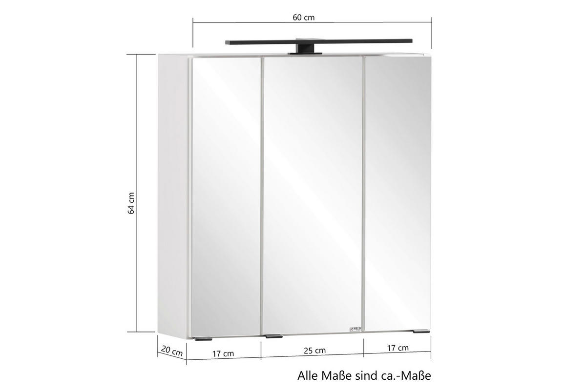 SPIEGELSCHRANK 60/64/20 cm  - ROMANTIK / LANDHAUS, Glas/Holzwerkstoff (60/64/20cm) - Xora