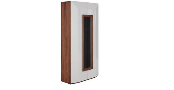 VITRINE Porto in furniert Nussbaum Weiß, Nussbaumfarben  - Nussbaumfarben/Weiß, Design, Holz/Holzwerkstoff (100/200/46cm) - Ambiente