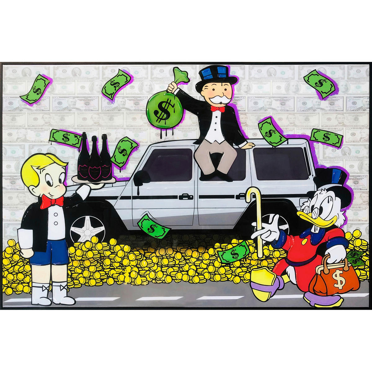 OLJNA SLIKA  120/80 cm   - črna/zelena, Trend, umetna masa/tekstil (120/80cm) - Monee