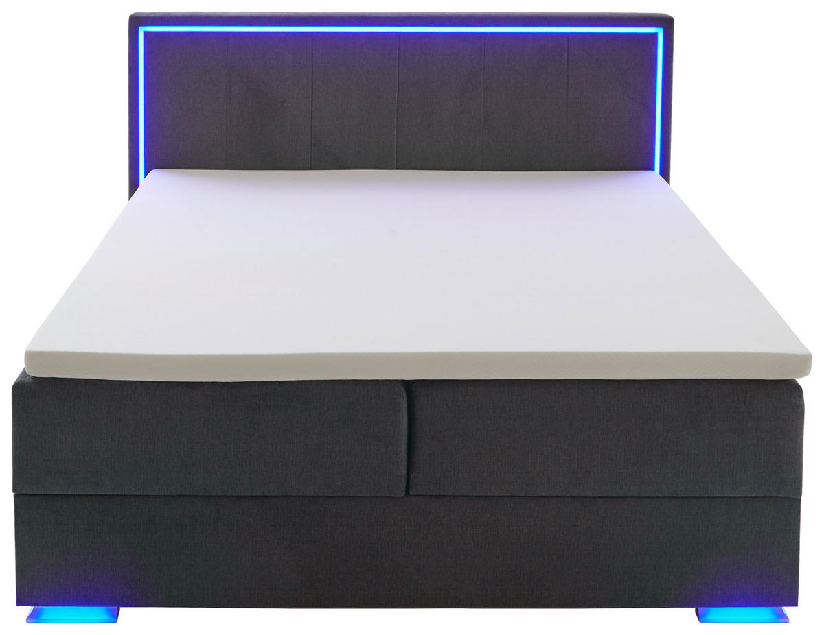 BOXSPRINGBETT 180/200 cm  in Anthrazit  - Chromfarben/Anthrazit, Design, Kunststoff/Textil (180/200cm) - Boxxx