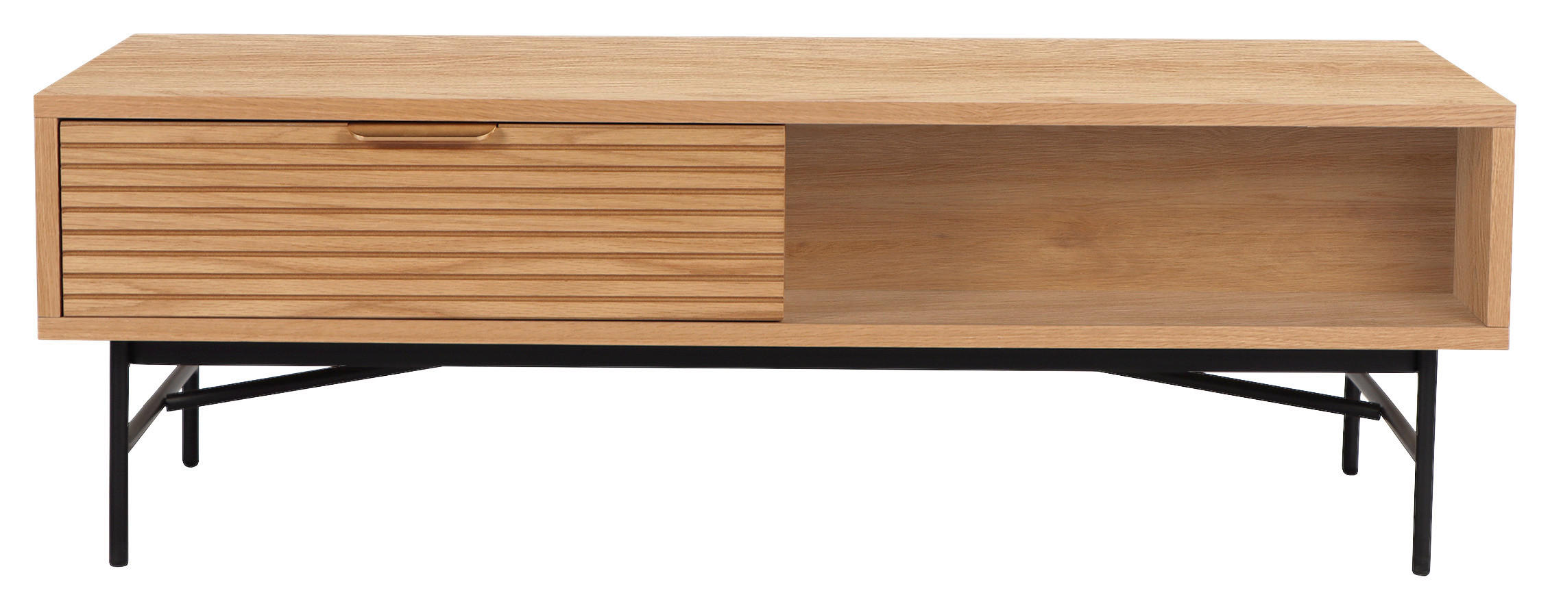 COUCHTISCH Eiche furniert 120/60/40 cm rechteckig Schwarz, Eichefarben  - Eichefarben/Goldfarben, Design, Holz/Holzwerkstoff (120/60/40cm) - Boxxx