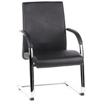 BESUCHERSTUHL  in Lederlook Schwarz  - Schwarz/Alufarben, MODERN, Leder/Textil (60/101/49cm) - MID.YOU