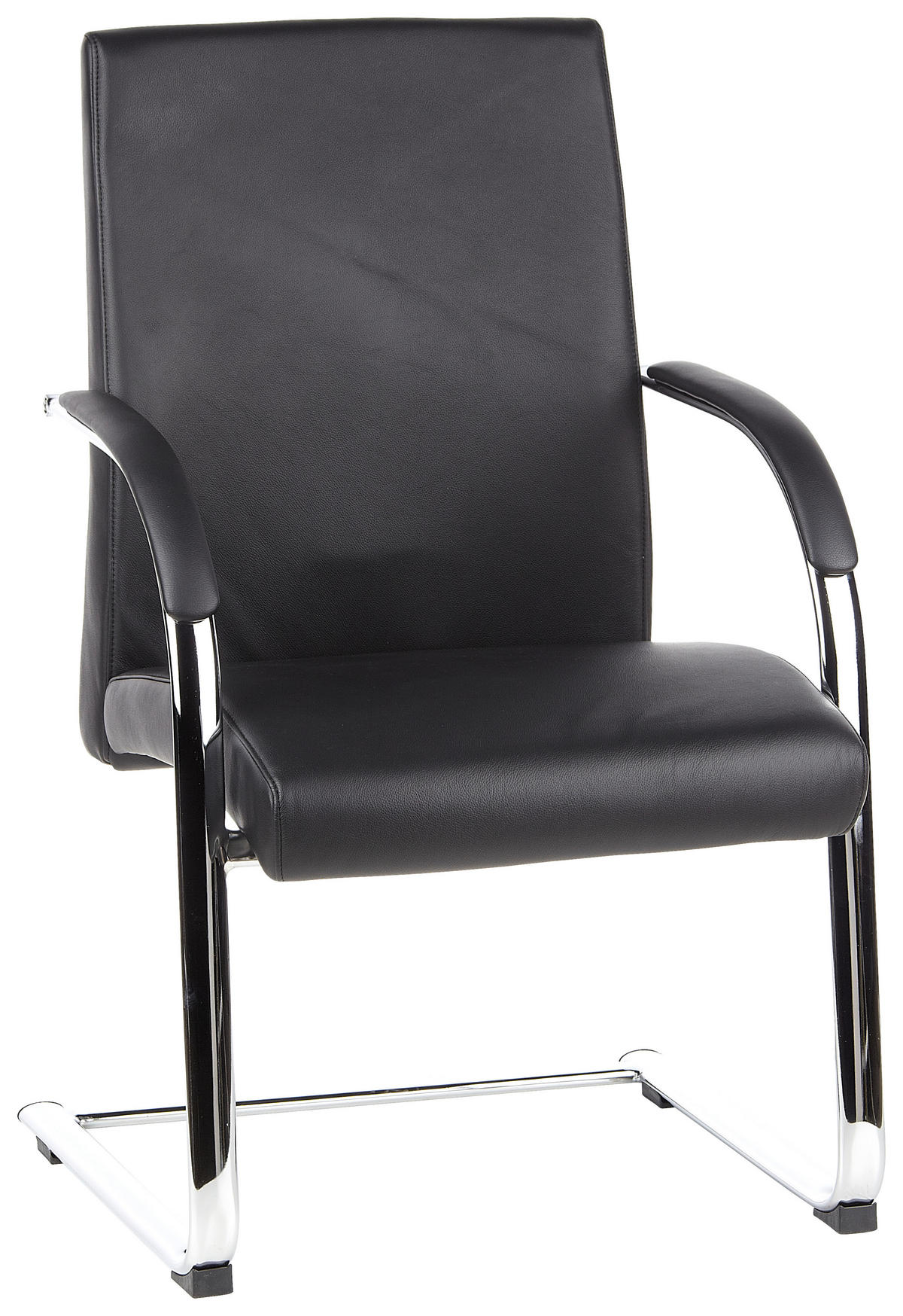 BESUCHERSTUHL  in Lederlook Schwarz  - Schwarz/Alufarben, MODERN, Leder/Textil (60/101/49cm) - MID.YOU