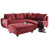 ECKSOFA inkl. Hocker in Mikrovelours Beere  248/176 cm  - Beere/Schwarz, Basics, Holzwerkstoff/Kunststoff (248/176cm) - MID.YOU