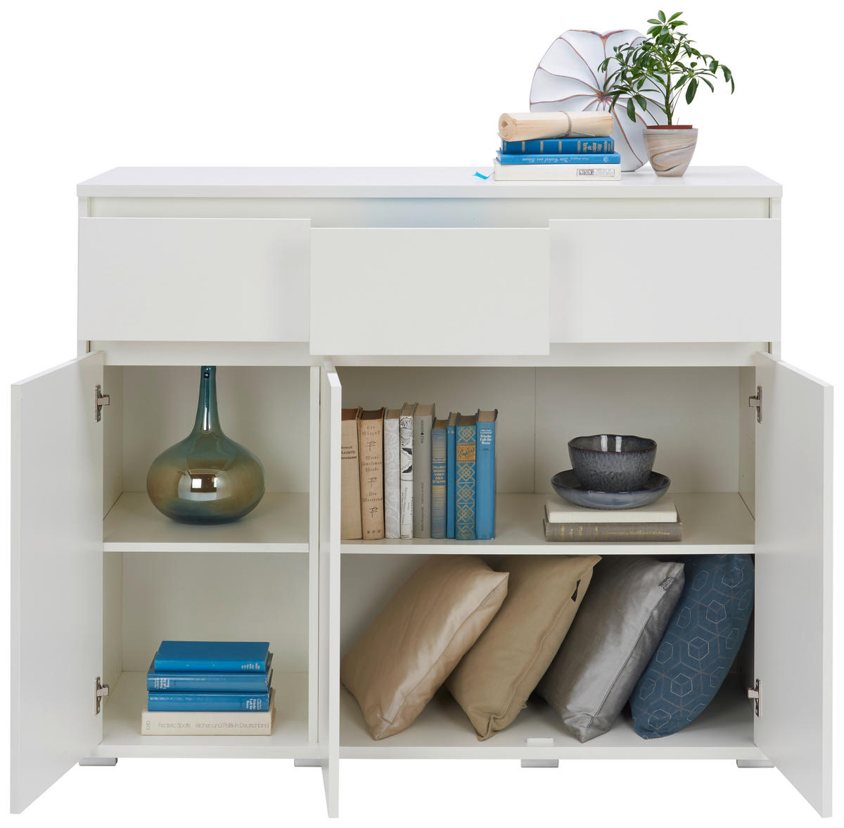 KOMODA, biela, 120/103/48 cm - biela/hliníková, Design, kompozitné drevo/plast (120/103/48cm) - Carryhome
