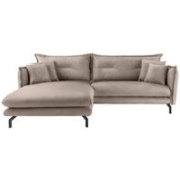 ECKSOFA in Lederlook Beige  - Beige/Schwarz, Modern, Textil/Metall (180/255cm) - Livetastic