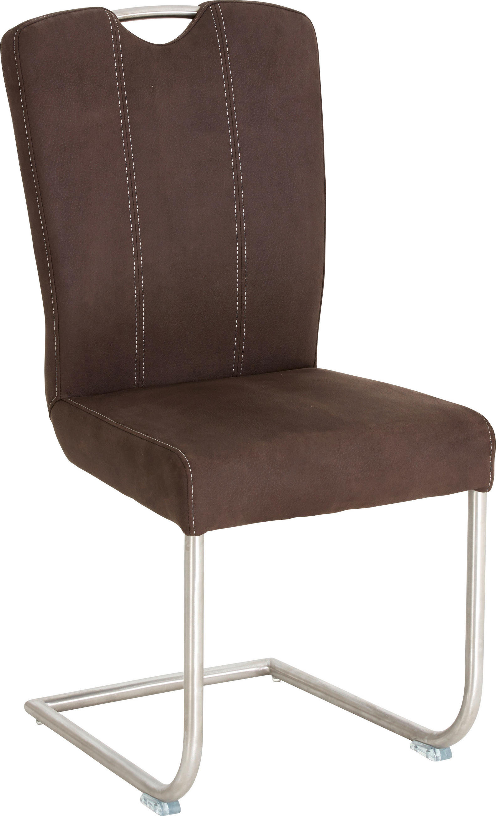 SCHWINGSTUHL  in Edelstahl Mikrofaser  - Edelstahlfarben/Braun, Konventionell, Textil/Metall (43/99/56cm) - Valdera