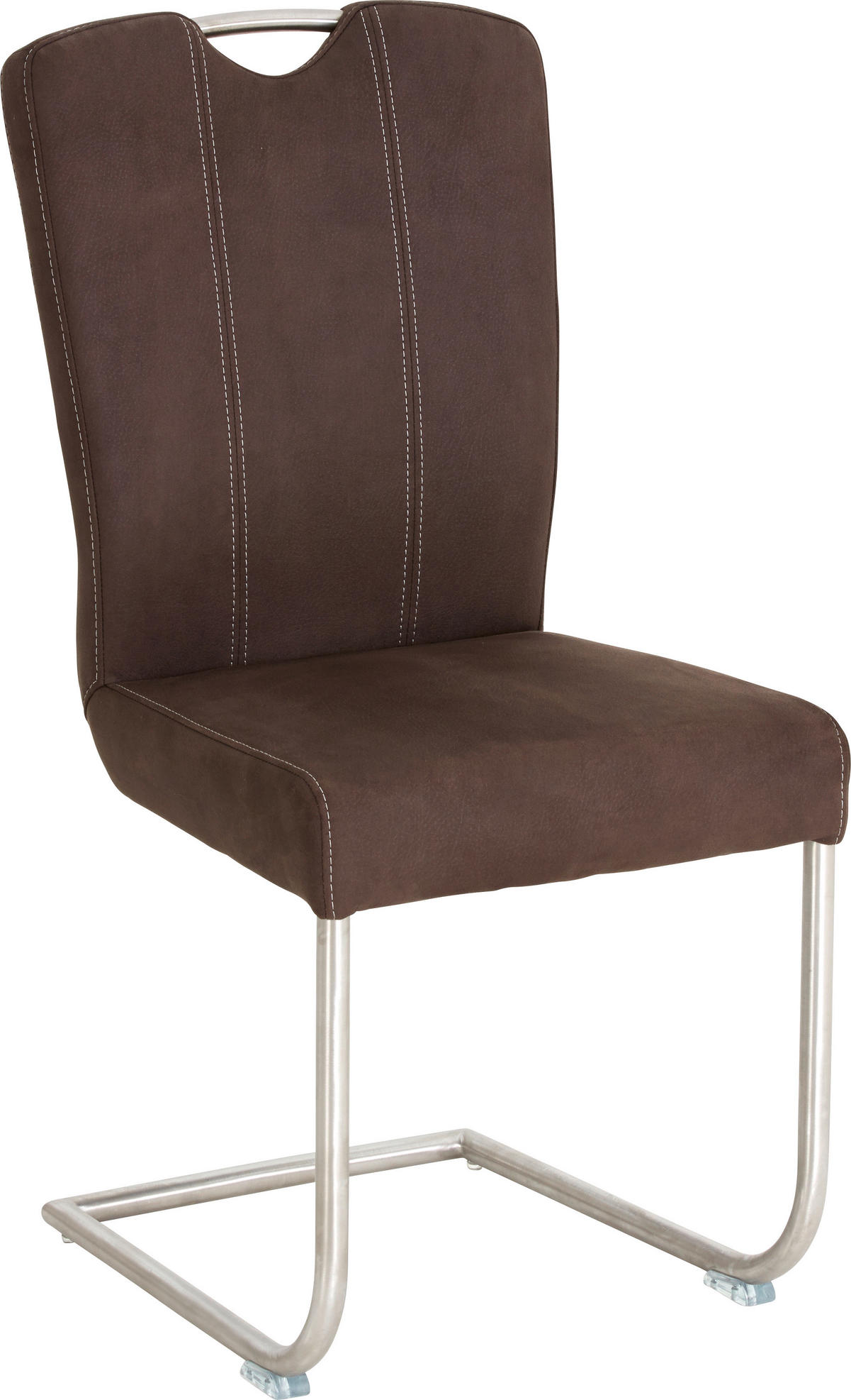 SCHWINGSTUHL  in Edelstahl Mikrofaser  - Edelstahlfarben/Braun, Konventionell, Textil/Metall (43/99/56cm) - Valdera