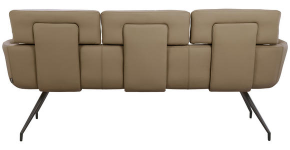 SITZBANK 200/91/70 cm Echtleder Schwarz, Taupe  - Taupe/Schwarz, Design, Leder/Metall (200/91/70cm) - Dieter Knoll