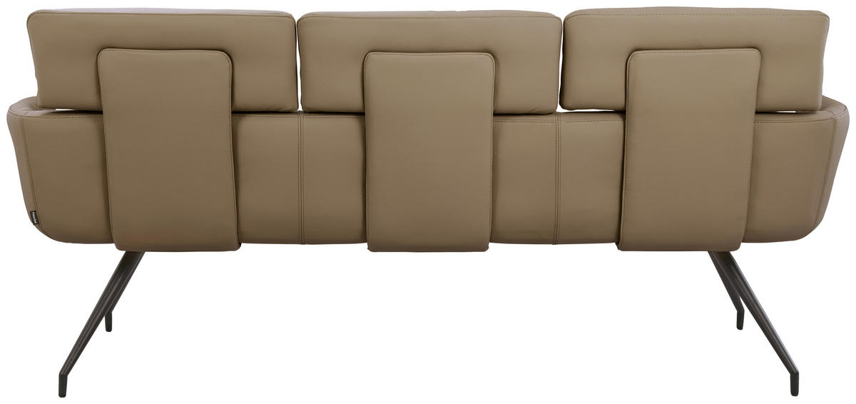 SITZBANK 200/91/70 cm Echtleder Schwarz, Taupe  - Taupe/Schwarz, Design, Leder/Metall (200/91/70cm) - Dieter Knoll