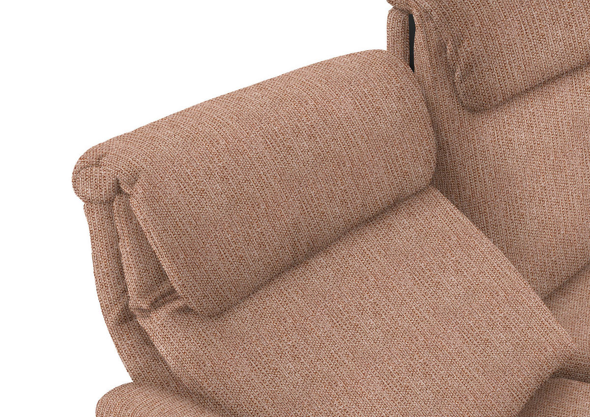 TRAPEZSOFA Flachgewebe Aprikose Rücken echt, Ablage  - Aprikose/Schwarz, KONVENTIONELL, Textil/Metall (219/107/97cm) - Pure Home Comfort