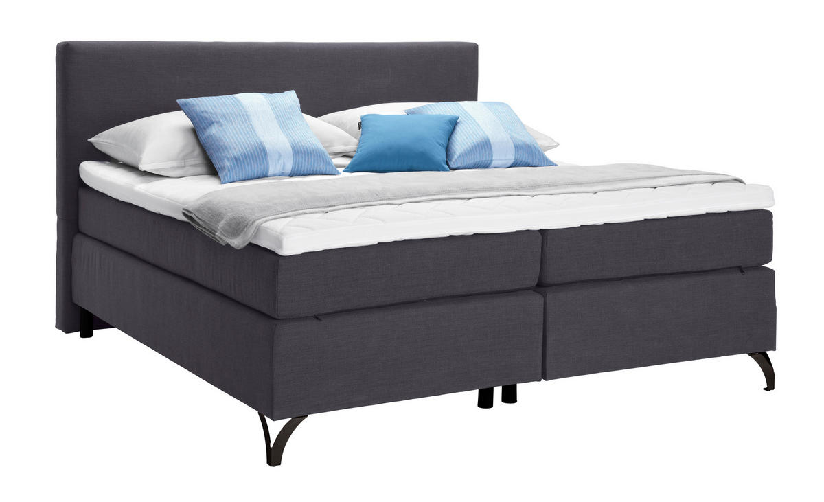 BOXSPRINGBETT 200/200 cm  in Anthrazit  - Anthrazit/Schwarz, Konventionell, Textil/Metall (200/200cm) - Esposa