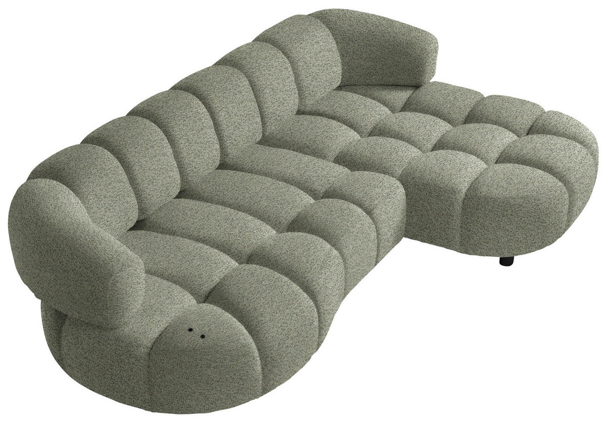 ECKSOFA Khaki Webstoff  - Khaki/Schwarz, Design, Holz/Textil (284/183cm) - Welnova